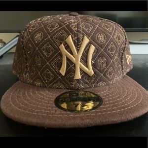 Brown and Beige NYY 7 7/8 fitted hat.